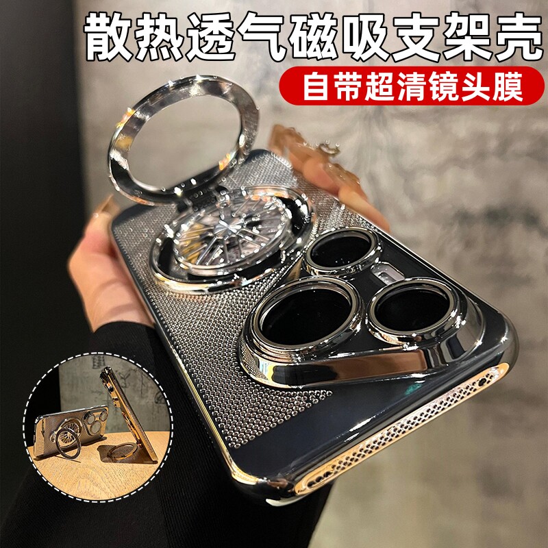 陀螺旋转支架适用华为pura90promax手机壳pura80pro散热透气p70pro+自带镜头膜p60全包p50防摔p40超薄por外壳