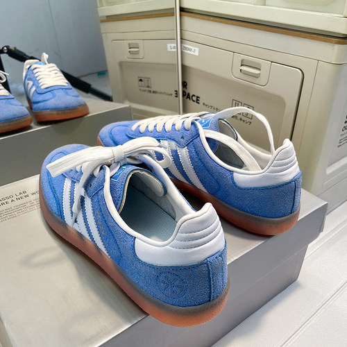 蓝色德训鞋男女鞋款2025新款情侣透气防滑厚底增高百搭休闲板鞋子