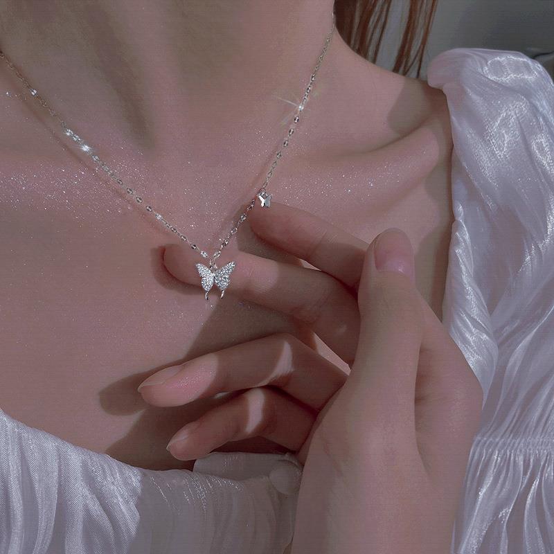 999纯银蝴蝶项链女款轻奢小众高级感送女朋友闺蜜情人节生日礼物