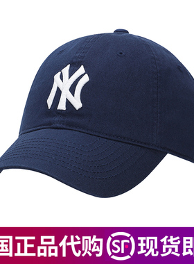 韩国正品软顶MLB帽子大标棒球帽NY洋基队鸭舌帽男女同款藏青CP66