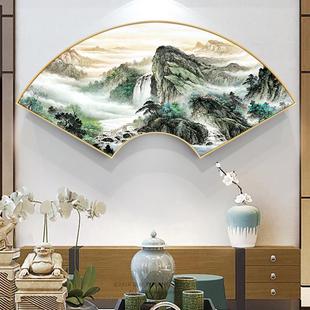 开门见山玄关画新中式扇形山水国画客厅背景墙装饰画中国风挂墙画