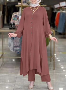 阿拉伯东南亚马来民族风衬衫连衣裙套装两件套shirt dress suits