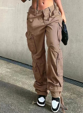 Cargo Pants Women Baggy Jeans Straight  Denim Trousers女