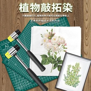 植物拓染敲拓染布工具套装材料包团扇帆布包印染拓印明矾固色剂