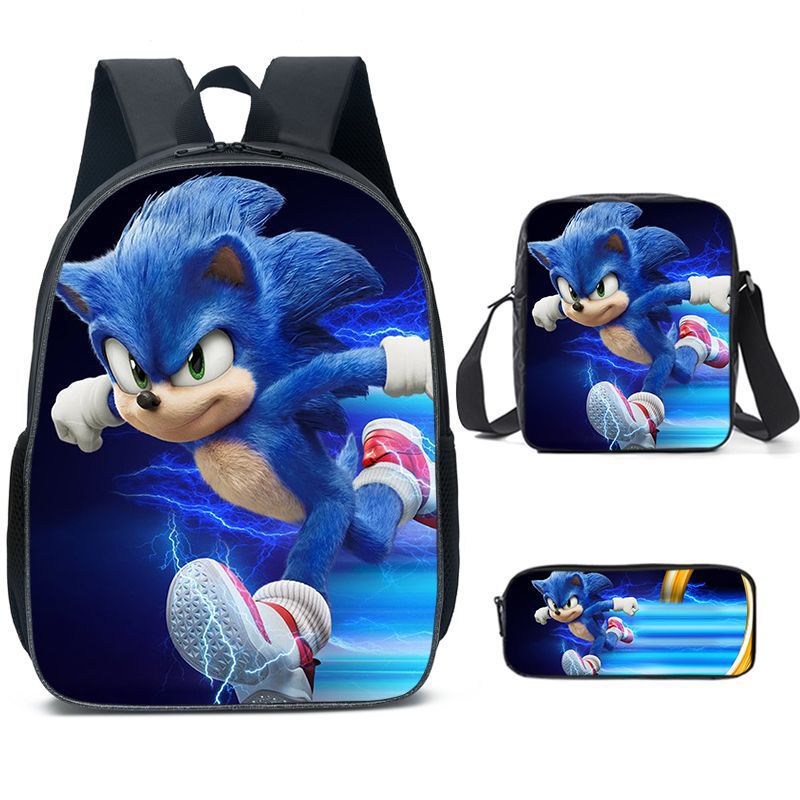 索尼克SONIC双肩背包中小学生书包斜挎包笔袋三件套现货旅行包