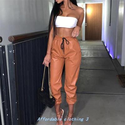 LeaTher Sexy PanTS Women JoggerS WaiSTed TrouSerS BoTTomS