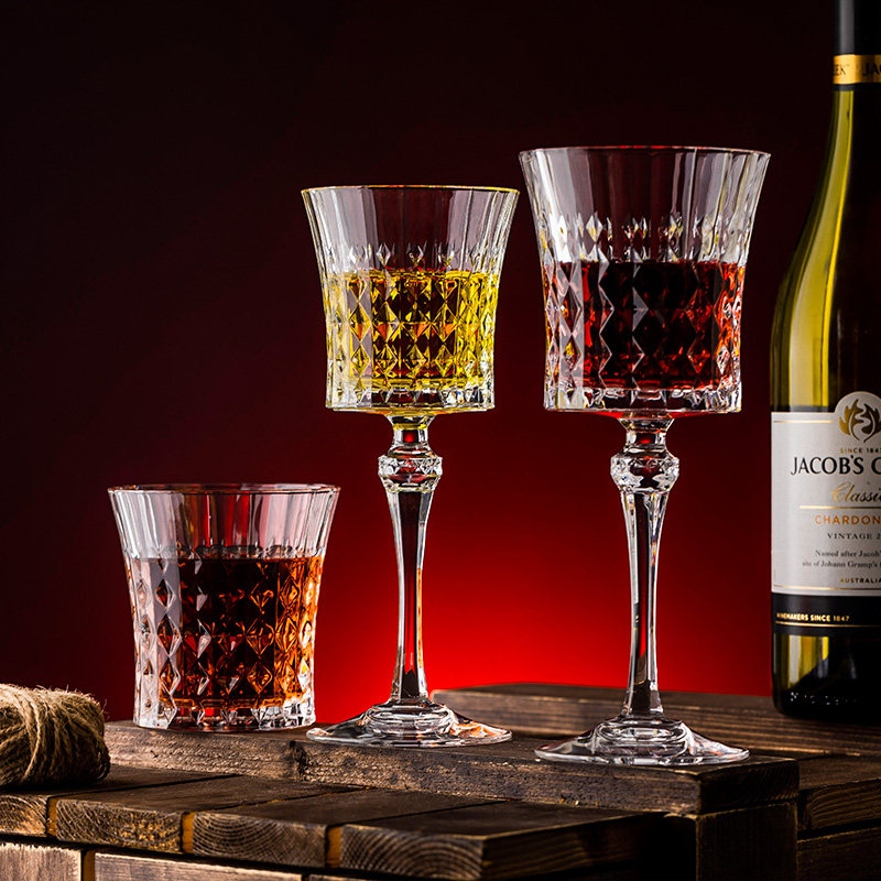 高档威士忌玻璃杯红酒杯子葡萄酒杯家用高脚杯水晶杯套装创意轻奢