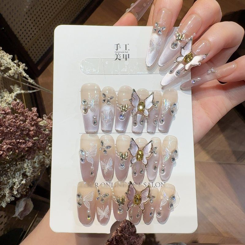 到手12片显白高级手工蝴蝶猫眼