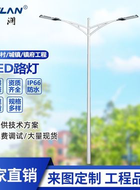 厂家供应LED道路照明灯8米10米150W双臂路灯公路市政高挑臂高杆灯