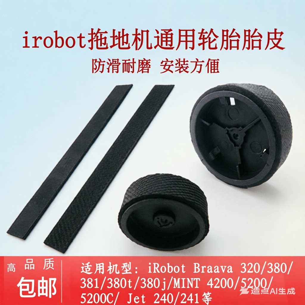 适配irobot扫地机器人配件380t 320拖地机轮胎皮5200c轮子条胶条