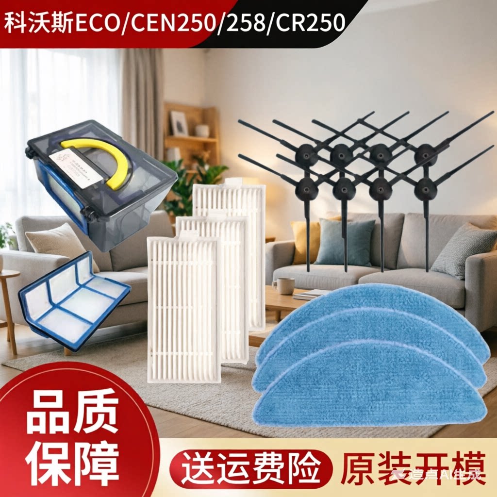 适配科沃斯扫地机器人魔镜ECO/CEN250/258 CR250配件边刷滤网抹布