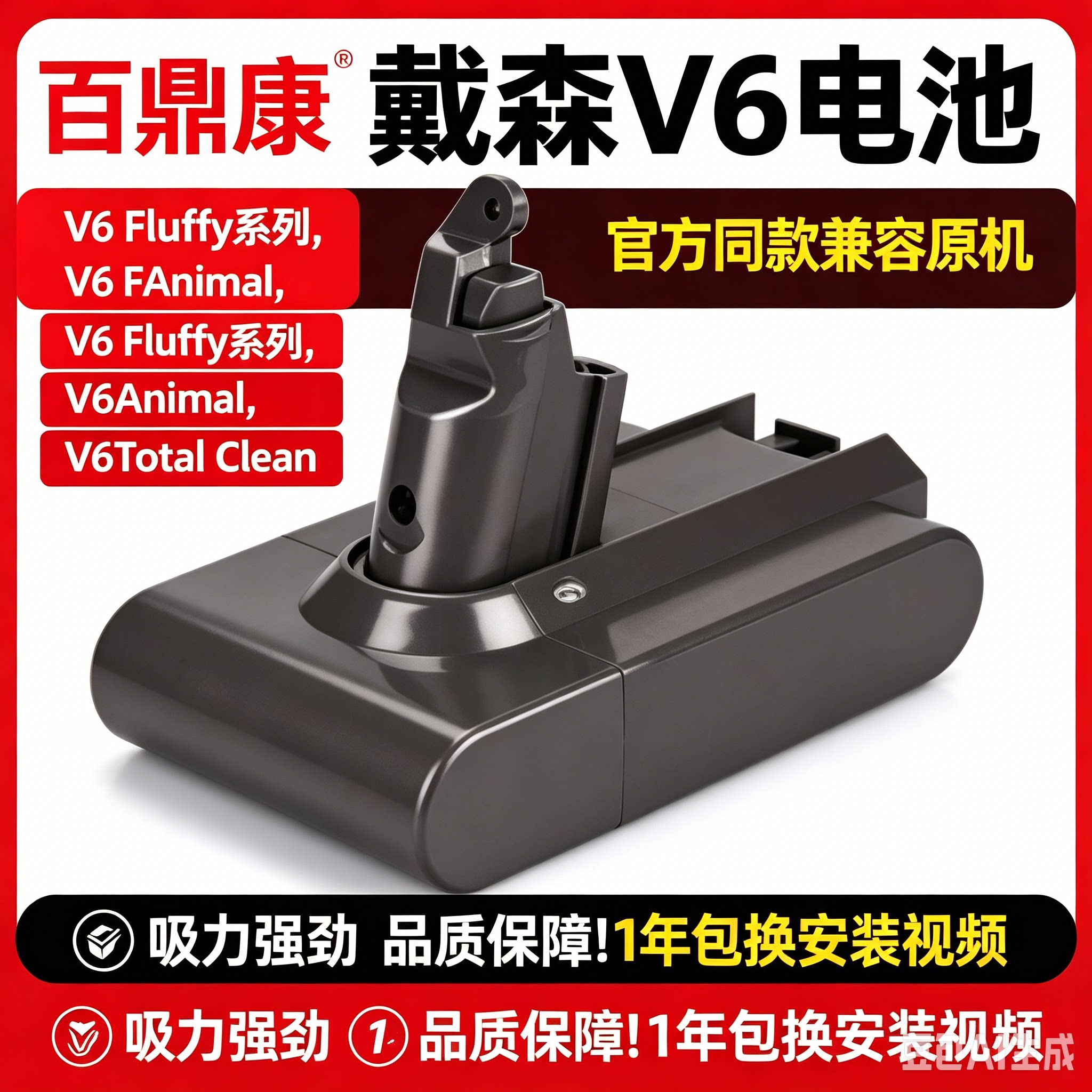适配dyson戴森吸尘器v6电池SV04/06配件 DC44/45/58/56/62锂电池
