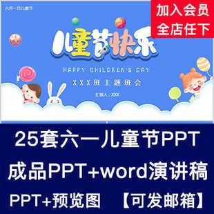 小学生幼儿园61六一儿童节日由来班会成品课件PPT模板word演讲稿