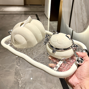 轻奢陶瓷纸巾盒家用高档餐桌抽纸盒摆件高颜值卧室床头柜面巾纸盒