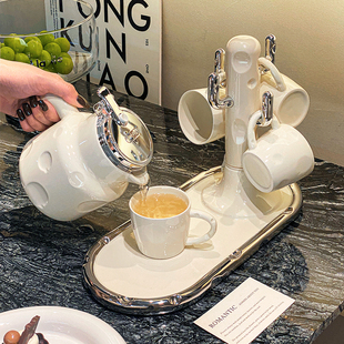 家用2024新款 轻奢奶酪水具套装 茶具水杯高级感乔迁待客陶瓷杯具