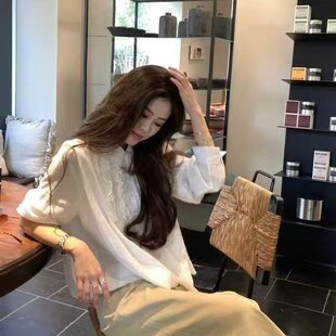 2026早春新款韩系减龄白色长袖衬衫上衣搭高腰阔腿休闲裤套装