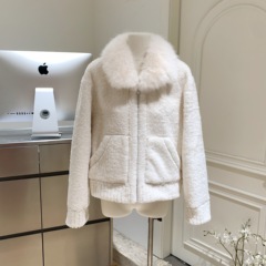 opening自制 冬日暖绒 毛领保暖厚款韩系羊羔毛外套女冬夹克上衣