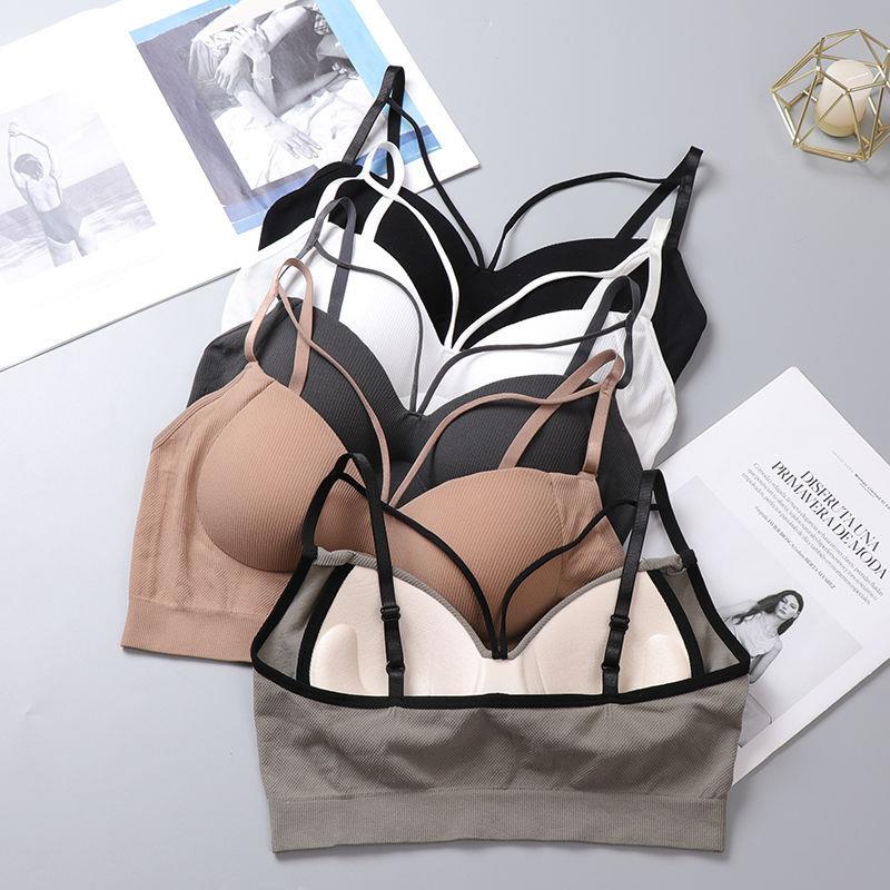 无缝一体胸垫美背深V打底