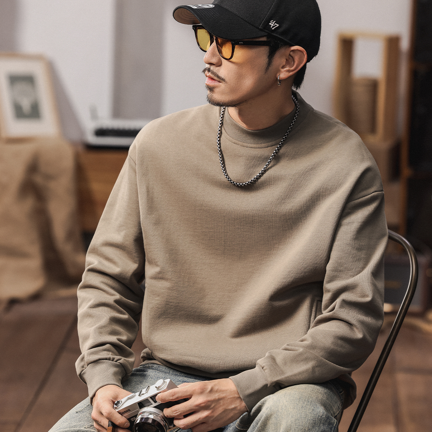 480克重磅美式复古卫衣男款