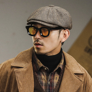 绅士风英伦复古贝雷帽男士画家报童帽鸭舌帽浴血黑帮短檐八角帽潮