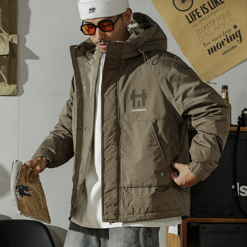 潮牌连帽羽绒服男冬季