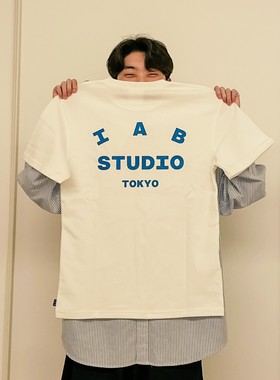 韩国IAB STUDIO新款潮牌运动T恤100%纯棉圆领短袖情侣款