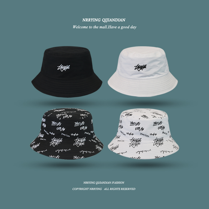 男潮牌嘻哈百搭双面盆帽女渔夫帽