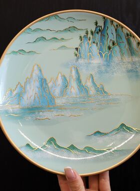 新中式国风瓷盘客厅玄关