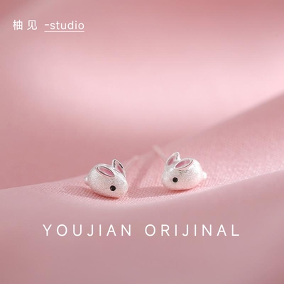 兔子耳钉女简约可爱森系学生耳环
