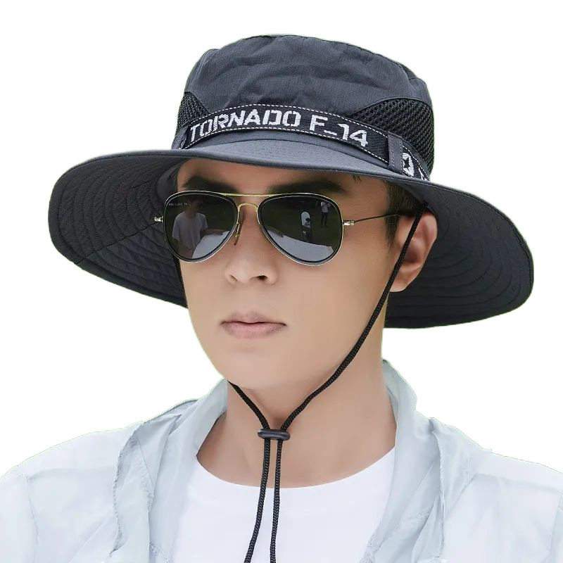 男士户外大檐防晒帽深顶透气钓鱼