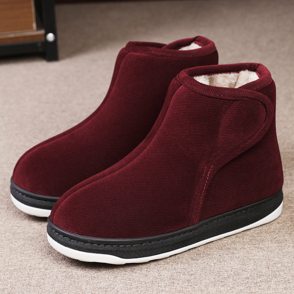 中老年人保暖棉拖鞋高包跟男女款厚底可外穿防滑爸爸妈妈居家棉鞋