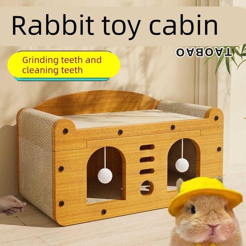 兔子专用小木屋躲避屋睡觉窝房子磨牙磨指甲玩的磨爪抓板解闷玩具