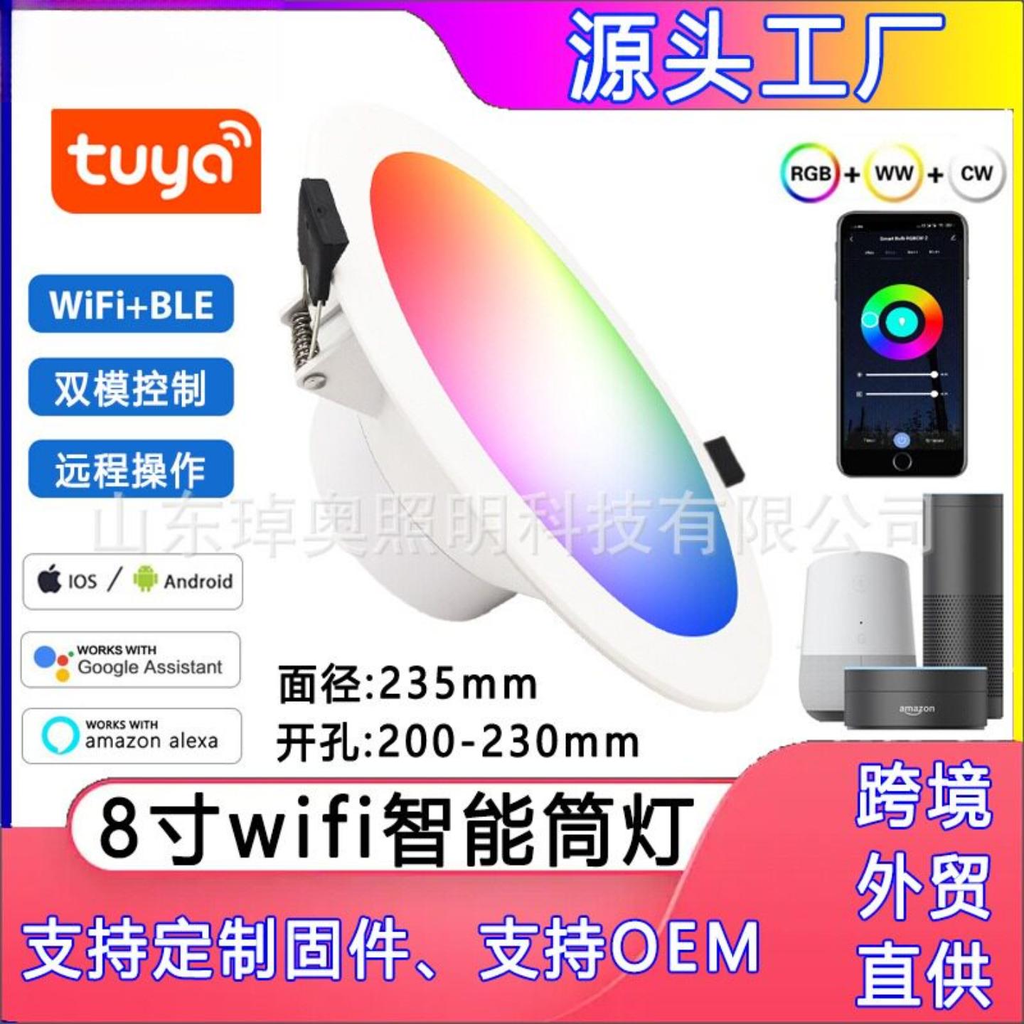 8寸涂鸦智能筒灯WiFi控制调光