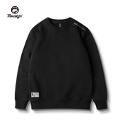 胖子大码 卫衣男加绒加厚黑色春秋款 无帽潮牌加肥加大码 秋冬季 男装