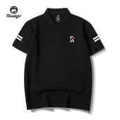 男装 夏季 T恤潮牌宽松大码 男短袖 加肥加大商务休闲翻领上衣 POLO衫