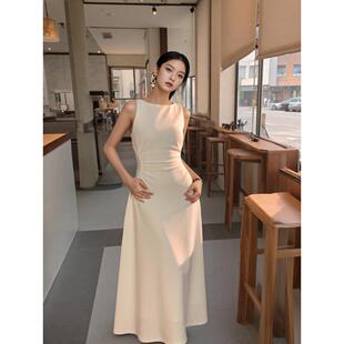 从一时刻高级设计感法式气质收腰连衣裙削肩包袖一字领2.0新版
