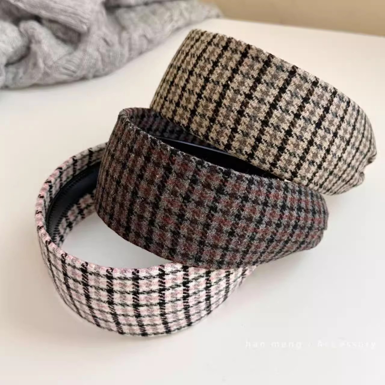 【小乐专享】韩系复古格纹海绵发箍2025新款发卡高颅顶洋气头箍女