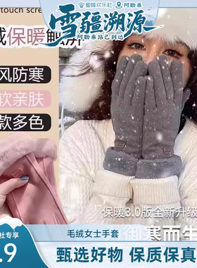 秋冬加厚保暖手套可触屏防风防寒骑行手套户外骑车保暖手套