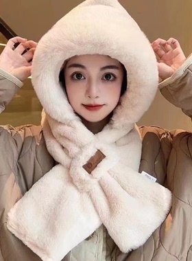 帽子围巾围脖一体韩版时尚秋冬保暖骑车防风防寒套头
