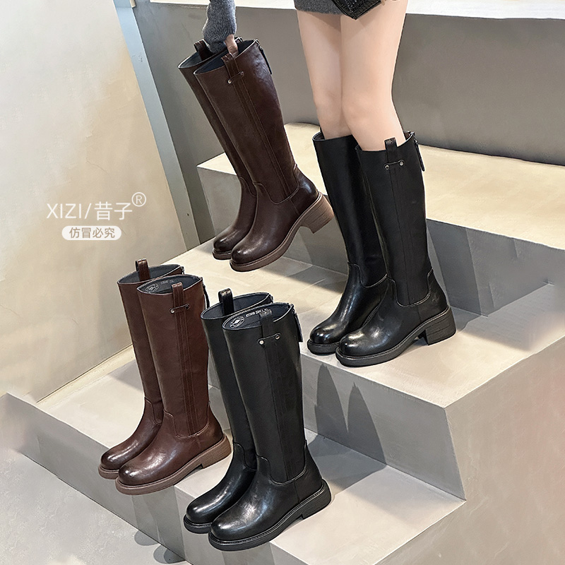 昔子976-5/999新款长靴骑士靴瘦瘦靴烟管靴秋冬中长筒女靴保暖款