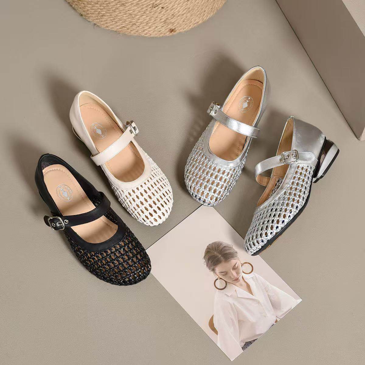 xizi/昔子7680透气休闲风圆头法式时装凉鞋复古平底单鞋夏季百搭,女鞋,时装凉鞋,淘宝优惠券,粉丝福利购,淘宝优惠卷