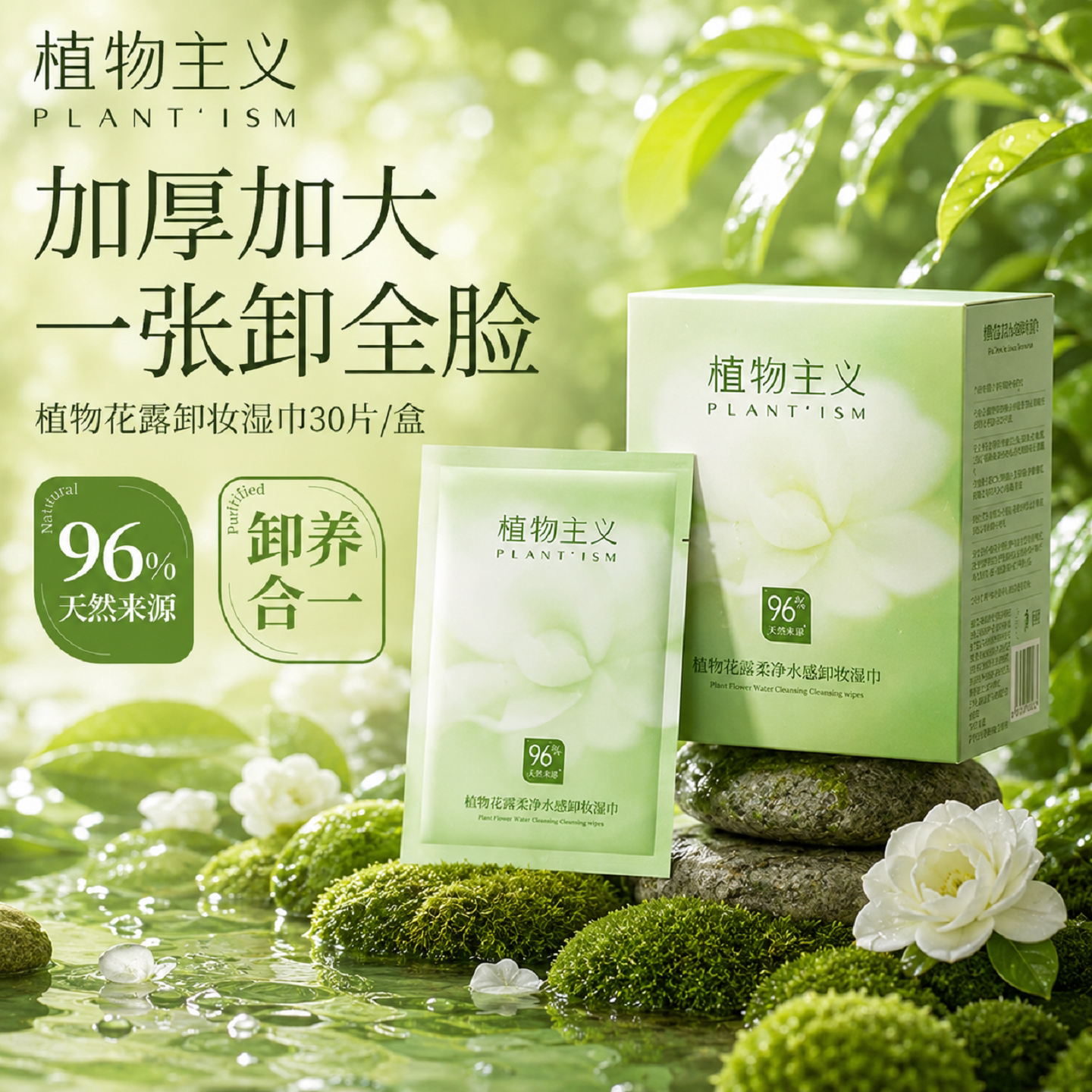 便携式温和眼唇脸卸妆湿巾