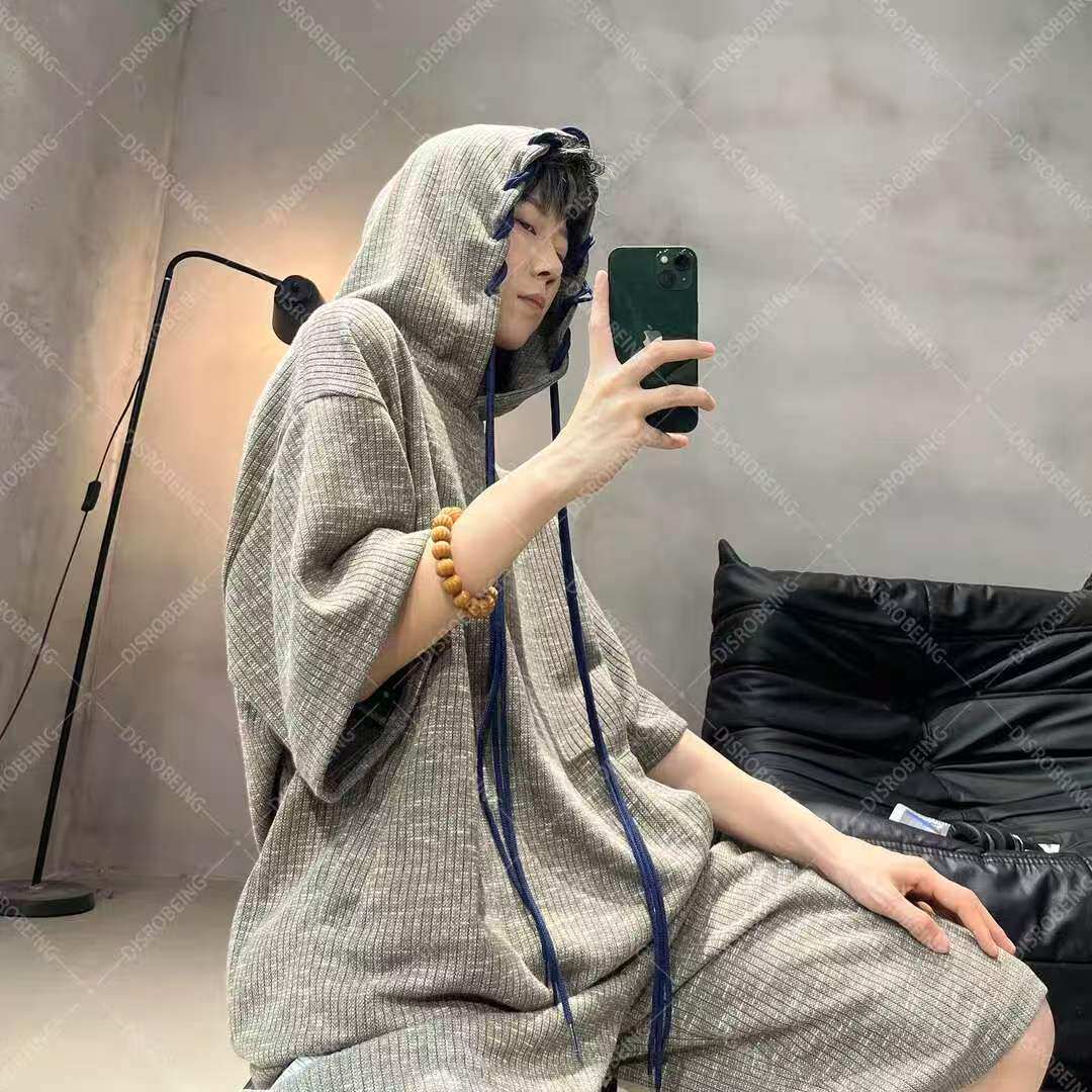 夏季连帽宽松男士短袖T恤