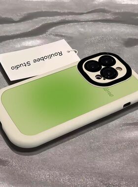 渐变晕染绿适用红米k70手机壳小米14新款note13/12turbo泡芙k60至尊k50简约k40s网红civi3闺蜜k20全包11tpro+