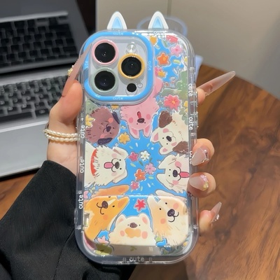 满屏狗狗镜子支架适用苹果手机壳