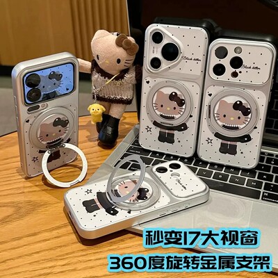 黑皮猫咪支架适用多型号手机壳