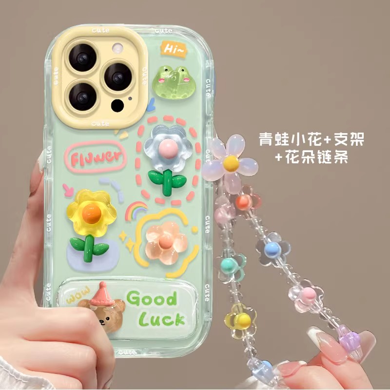 青蛙花立体公仔适用苹果16promax手机壳iPhone15新款华为pura70创意vivox200情侣OPPOreno13小米15荣耀300pro