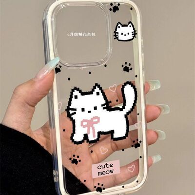 多巴胺像素猫咪适用苹果16手机壳