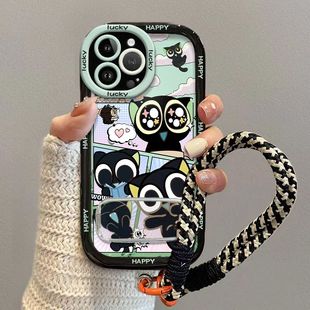 可爱罗小黑适用苹果17promax手机壳华为pura80新款iPhone16卡通OPPOreno14全包vivos30promini情侣红米k80pro