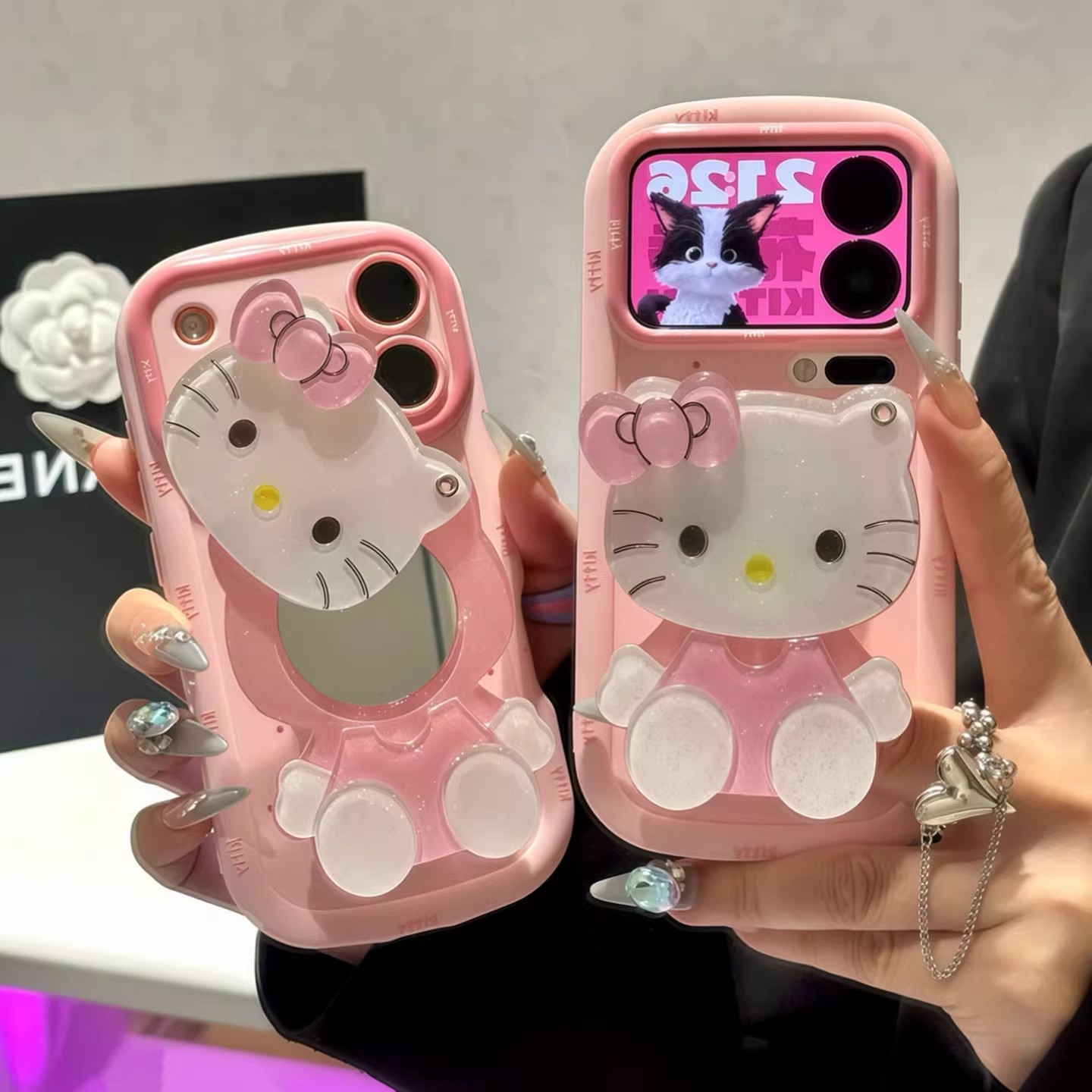 化妆镜kt猫支架适用苹果17手机壳